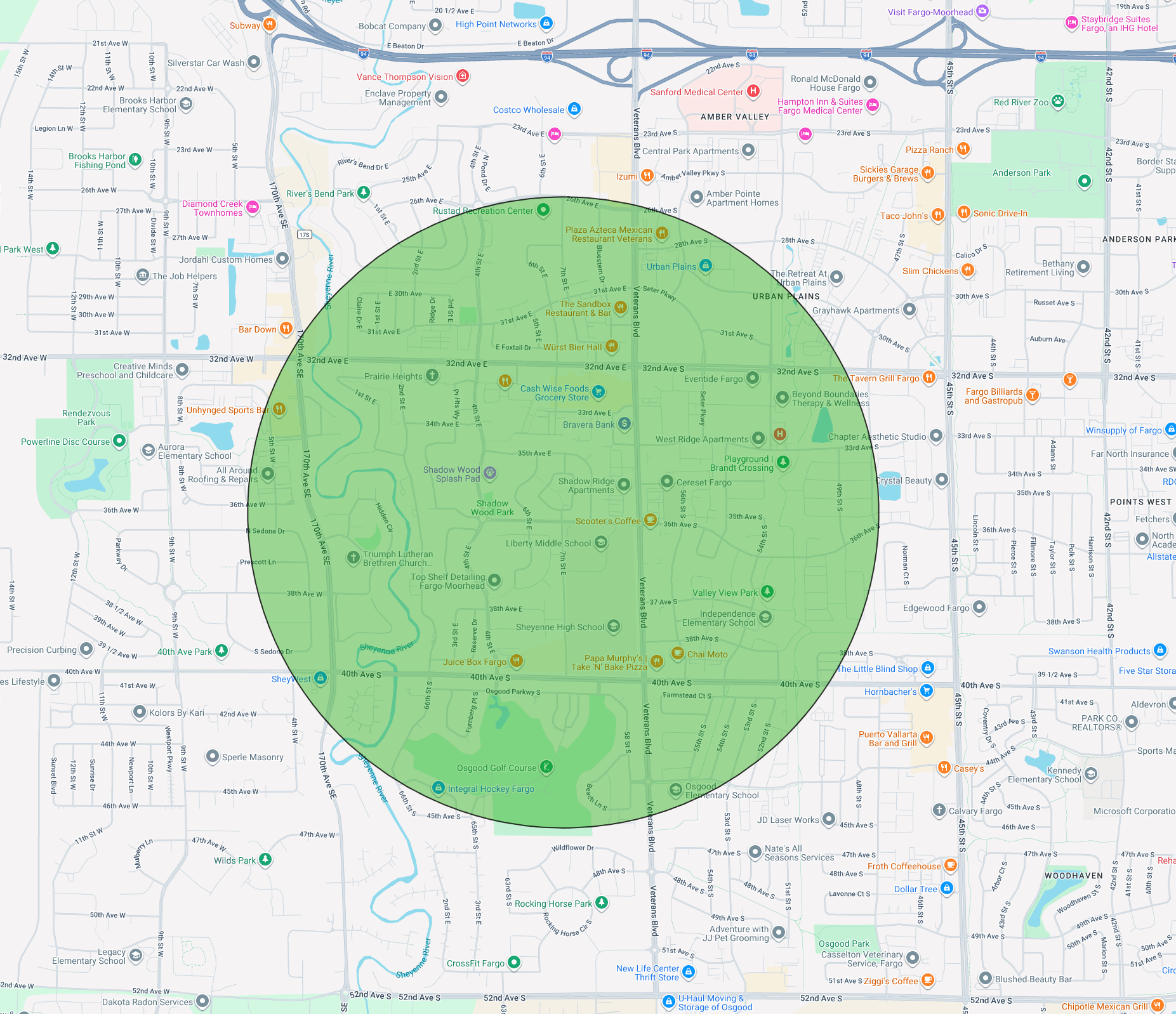 Pool service area map