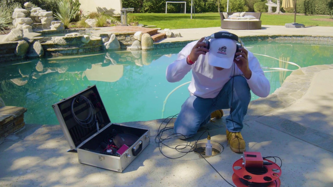 Leak detection equipment near a pool